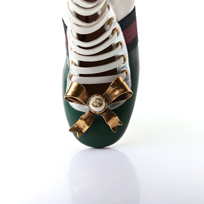 Gucci Malaga Kid Lace Up Boots 40.5 White Bright Evergreen 9 of 10