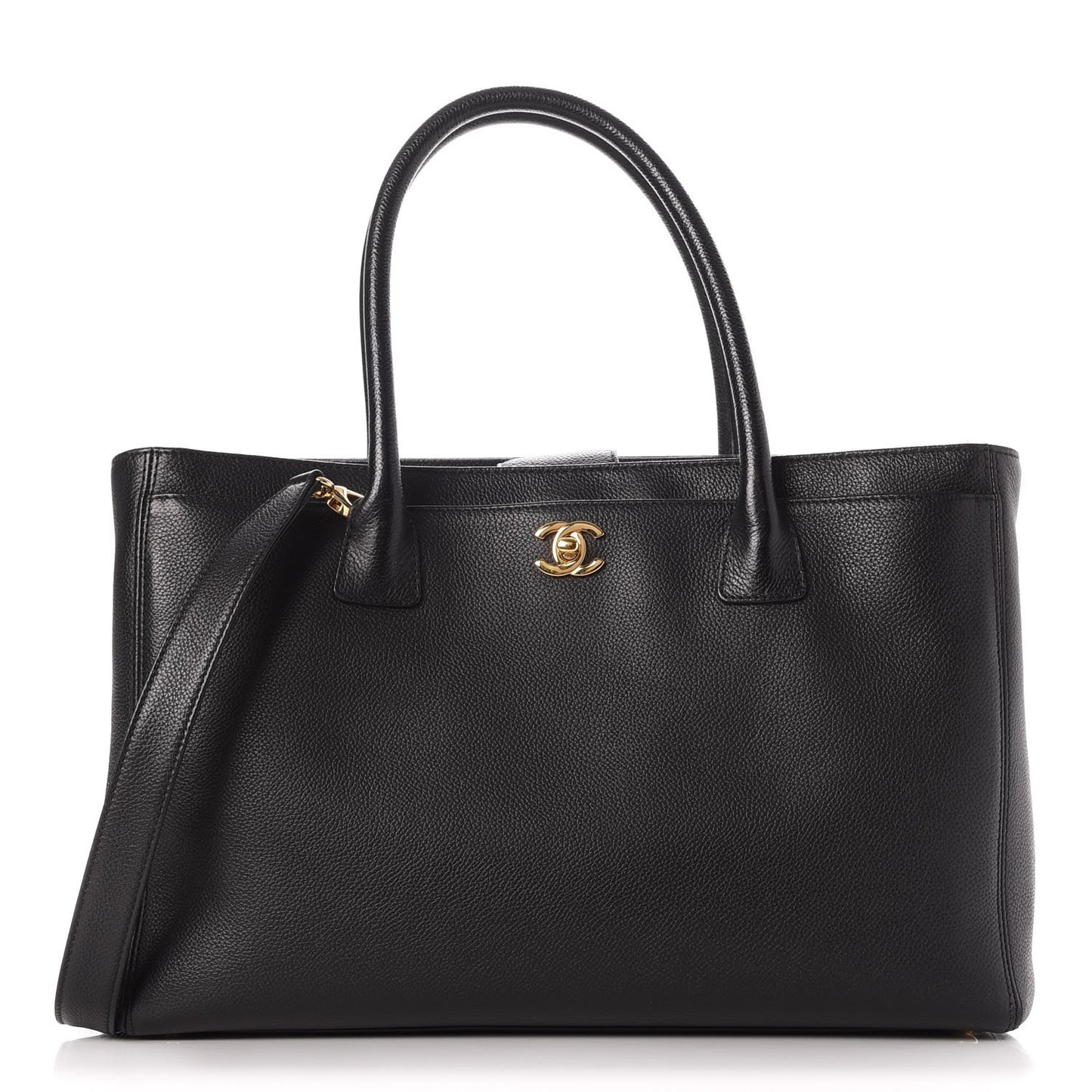 Calfskin Cerf Executive Shopper Tote Black