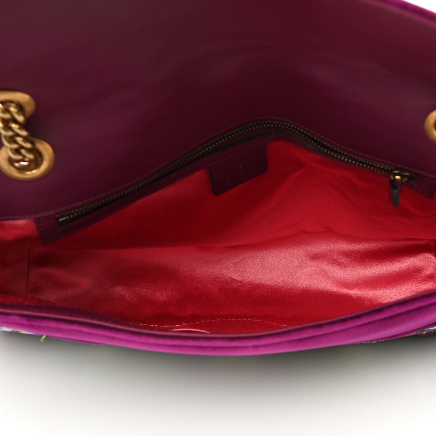 Velvet Matelasse Loved Embroidered Medium GG Marmont Shoulder Bag Fuchsia Violet Cyclamen