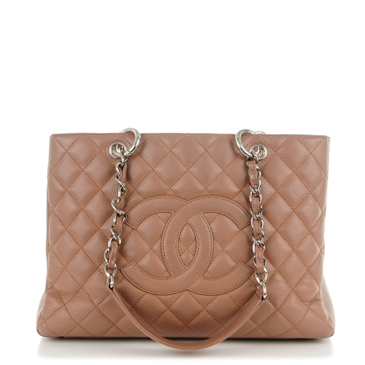 Caviar Quilted Grand Shopping Tote GST Taupe