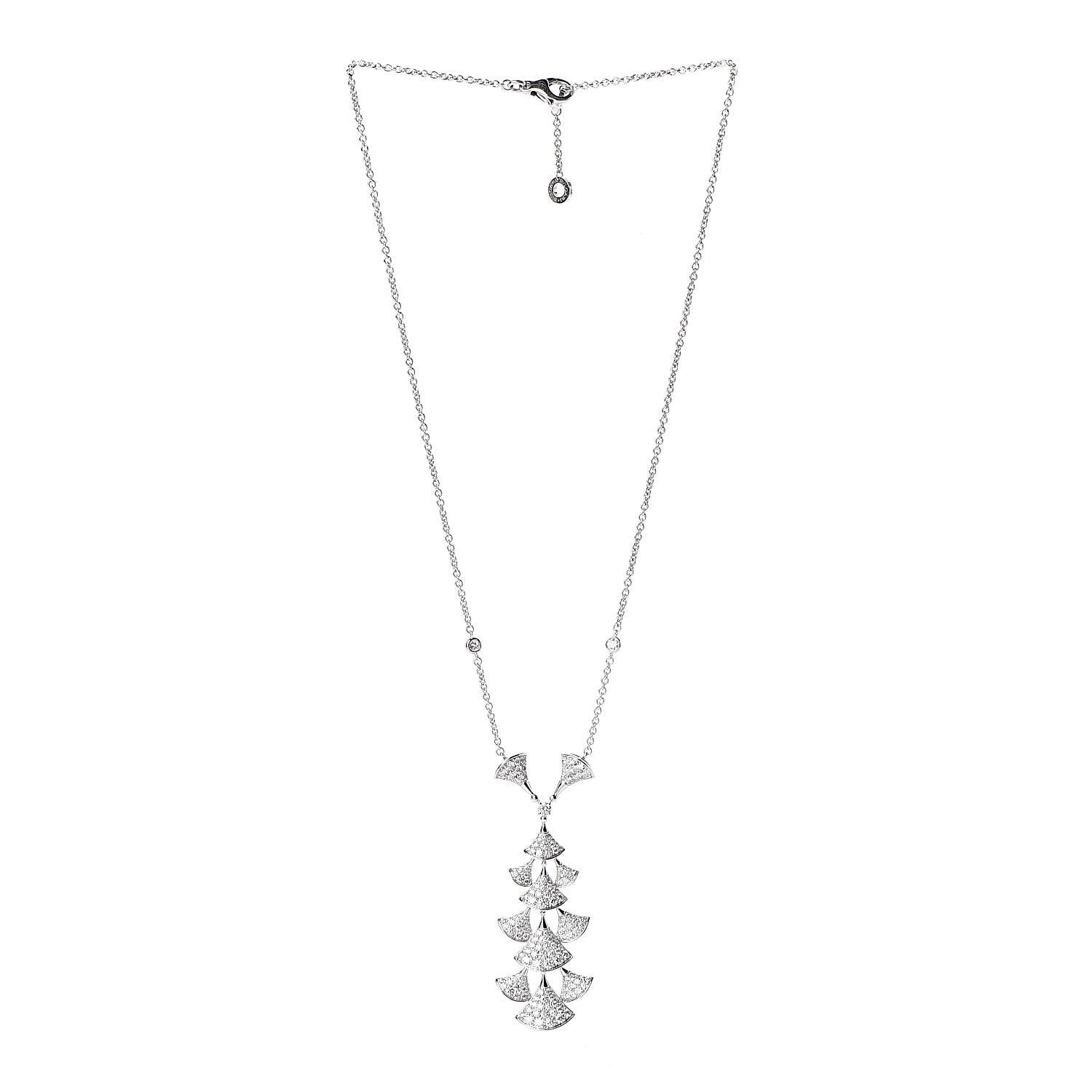 Bulgari 18K White Gold Diamond Diva's Dream Pendant Necklace 4 of 6
