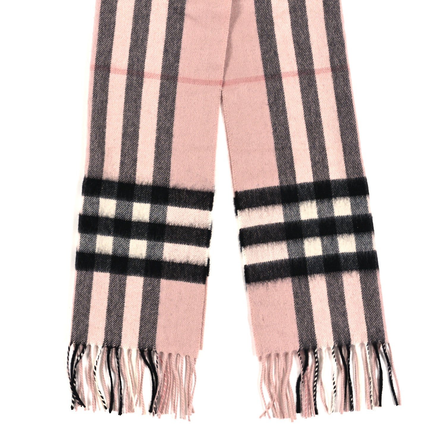 Burberry Cashmere Giant Check Fringe Scarf Ash Rose 2 of 3
