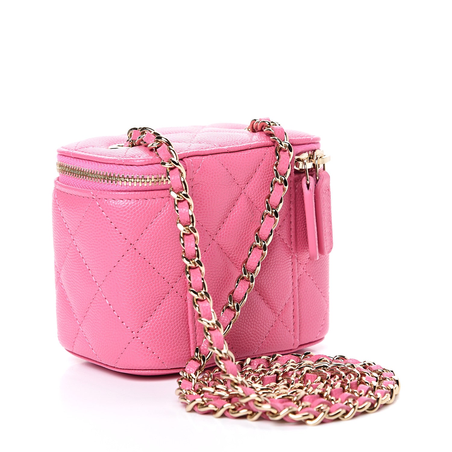 Chanel Caviar Quilted Mini Vanity Case With Chain Pink 2 of 10