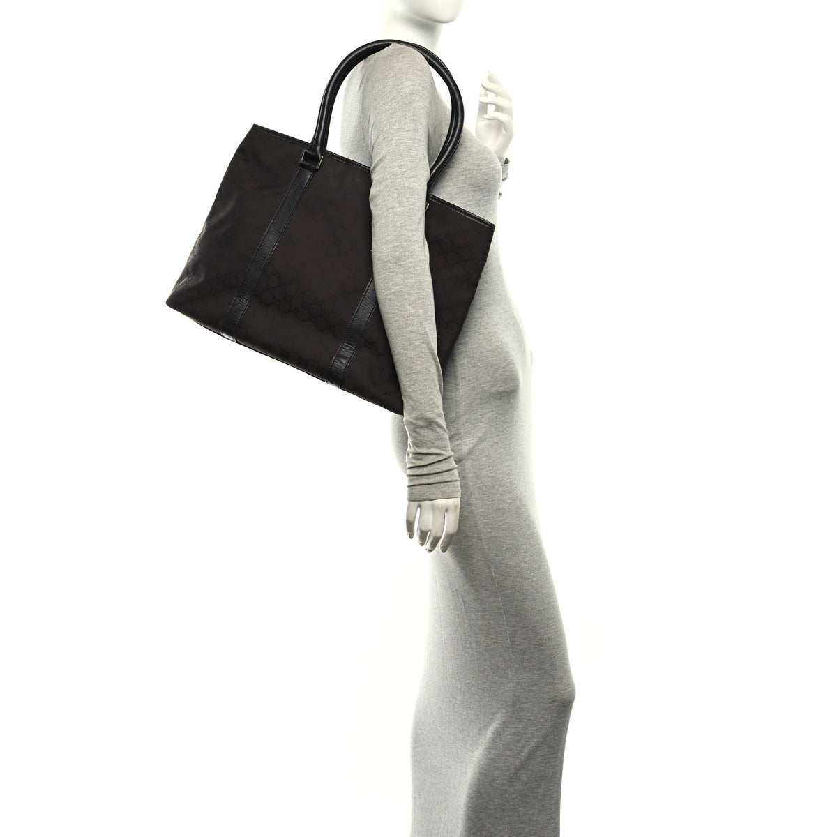 Nylon Monogram Large Tote Dark Brown