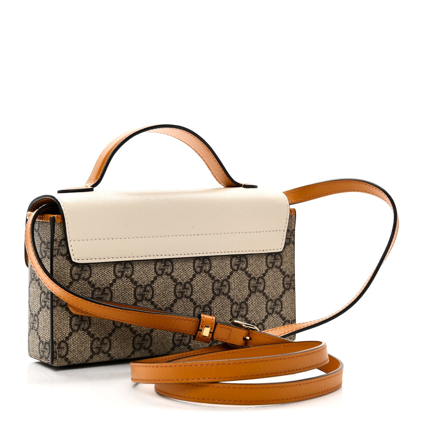 GG Supreme Monogram New Sakai Calfskin Mini Padlock Top Handle Shoulder Bag Beige Ebony Mystic White Sun Oil