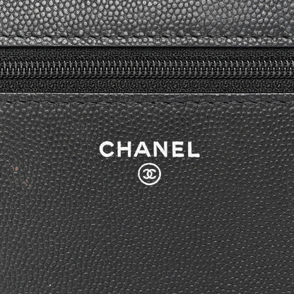 Chanel Caviar Camellia Embossed Wallet On Chain WOC Black 6 of 12