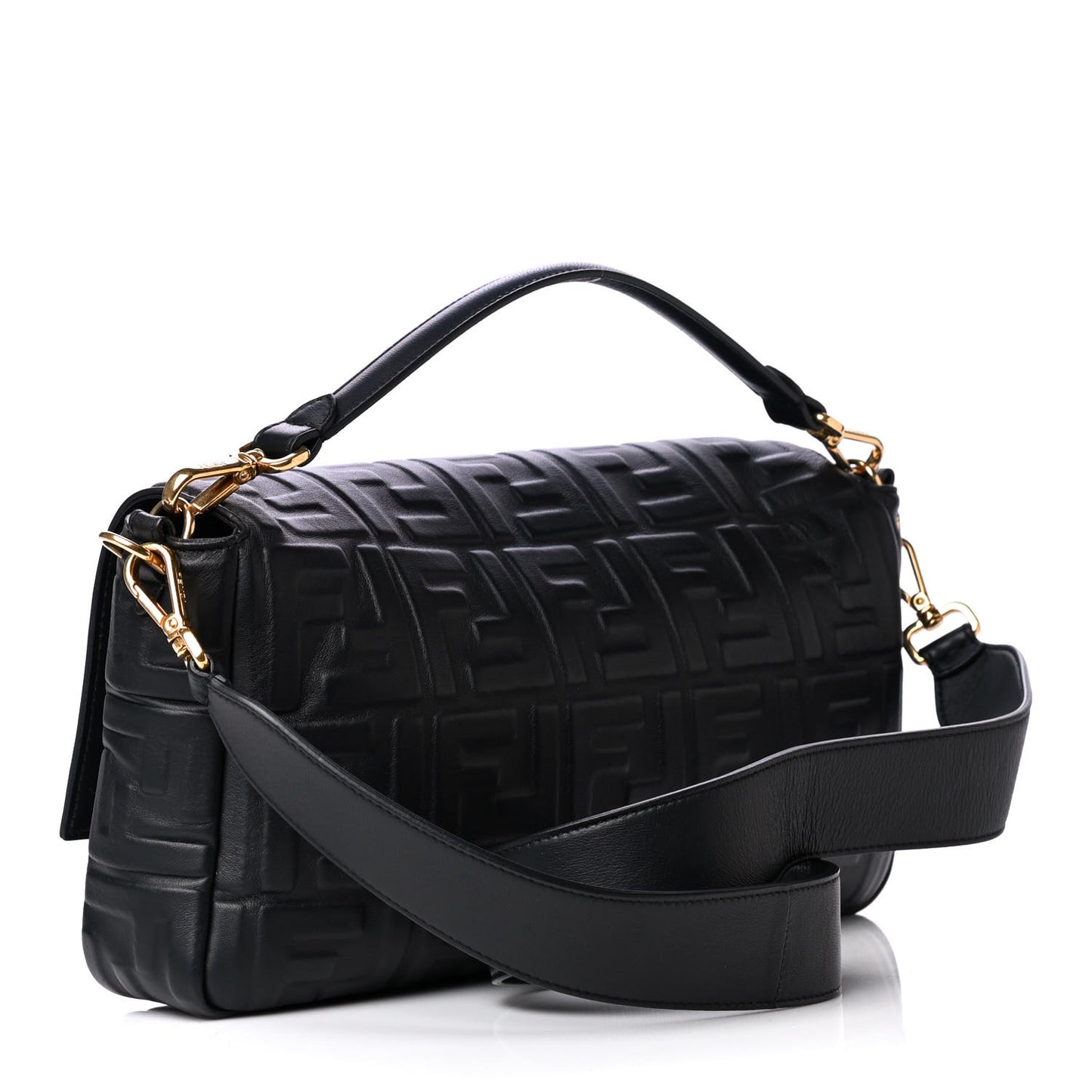Nappa FF 1974 Embossed Large Baguette Black