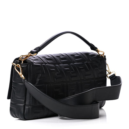 Fendi Nappa FF 1974 Embossed Large Baguette Black 3 of 8