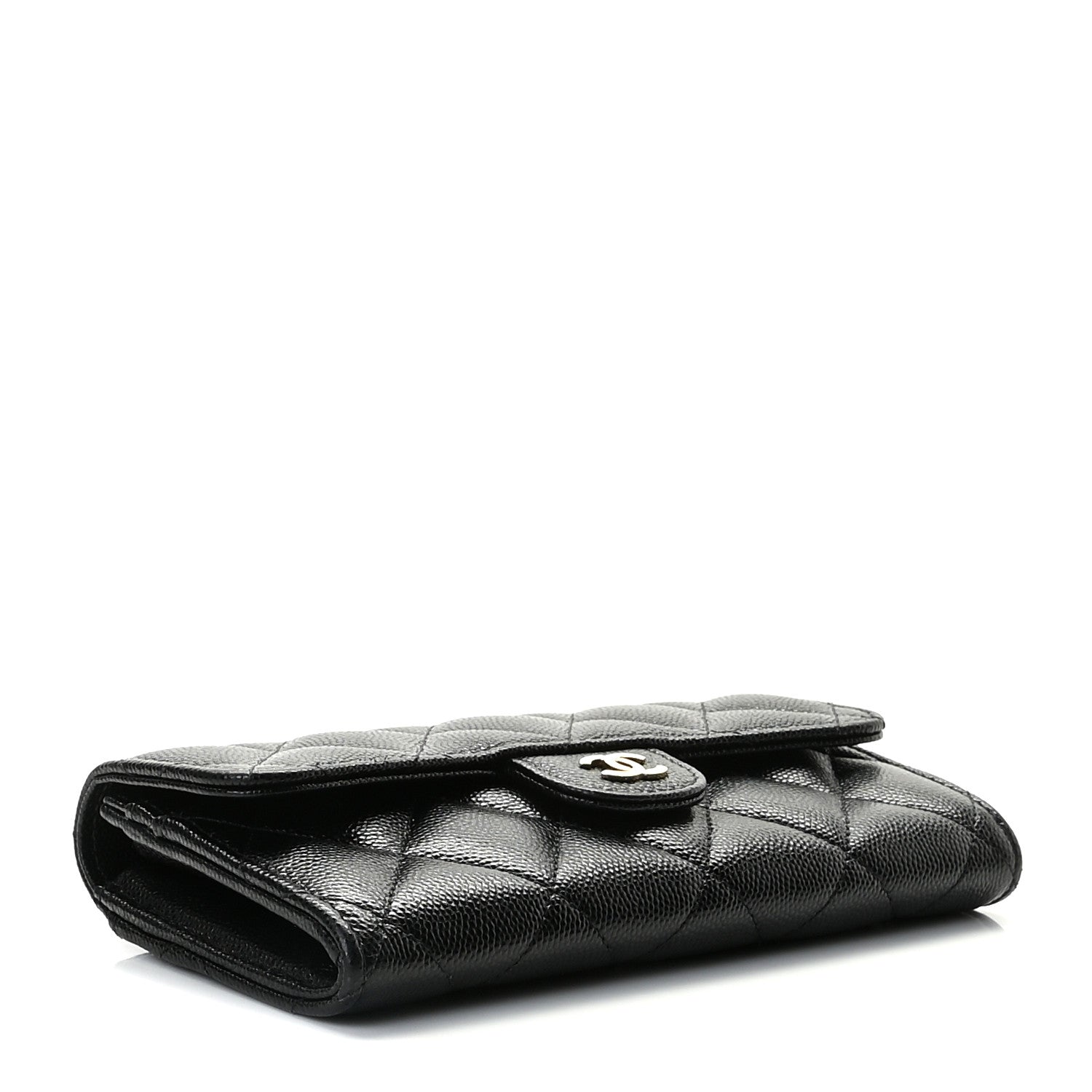 Chanel Caviar Quilted Medium Gusset Flap Wallet Black 3 of 9