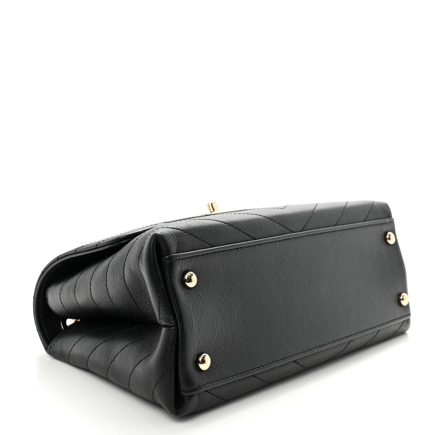 Chanel Grained Calfskin Small Chevron Chic Top Handle Flap Black 4 of 11