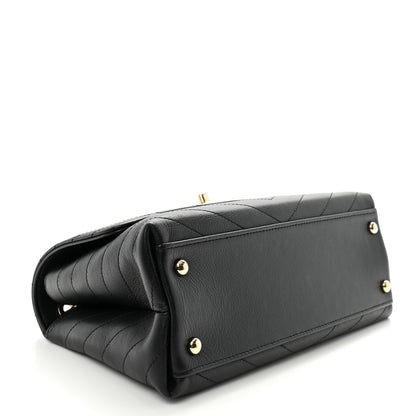 Chanel Grained Calfskin Small Chevron Chic Top Handle Flap Black 4 of 11