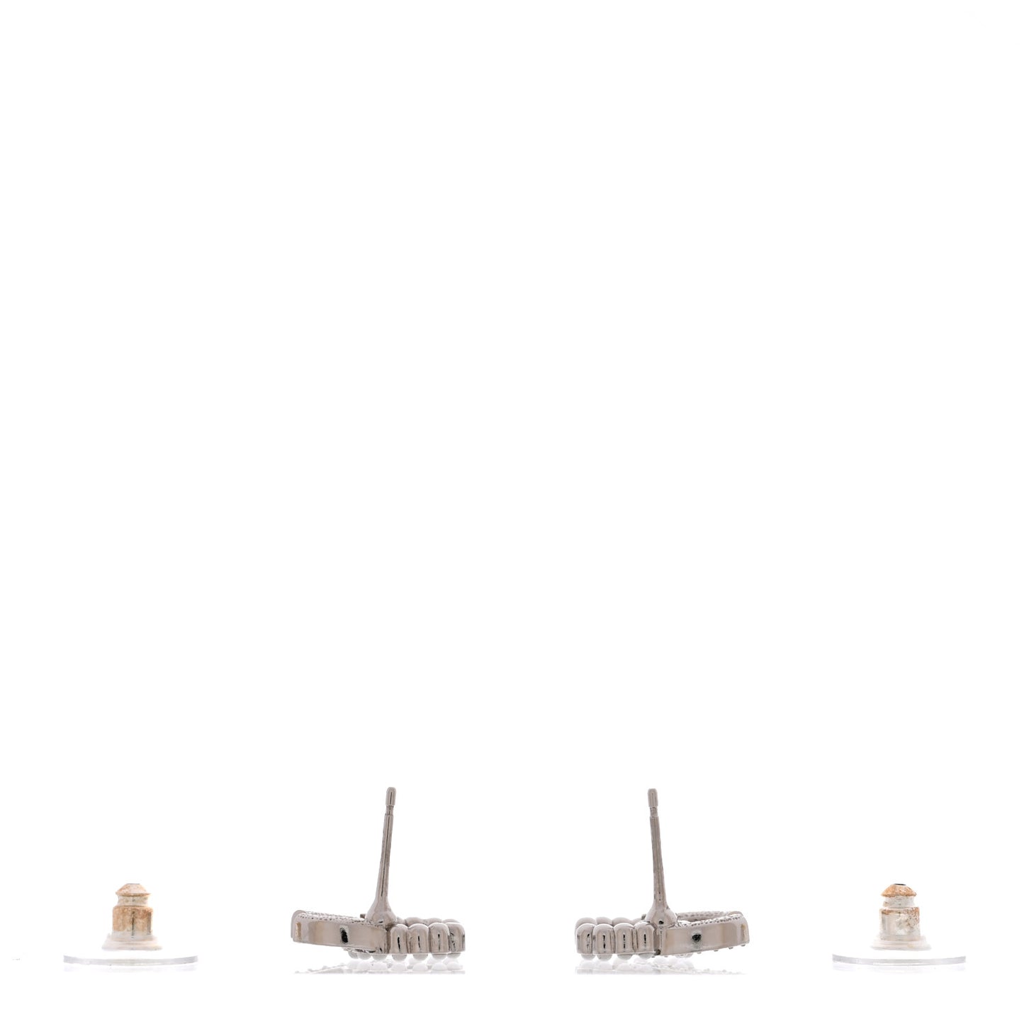 Crystal Pearl CC Earrings Silver