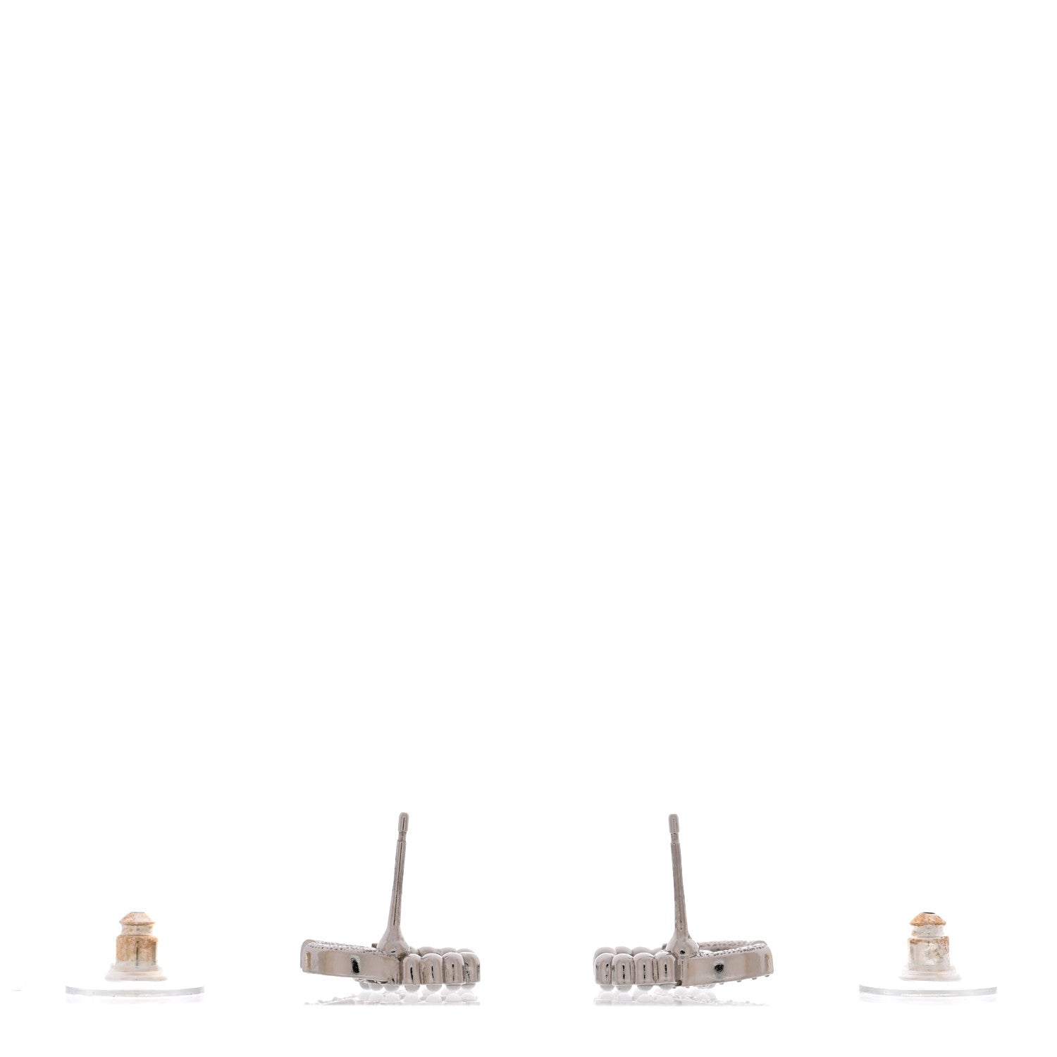 Chanel Crystal Pearl CC Earrings Silver 3 of 5