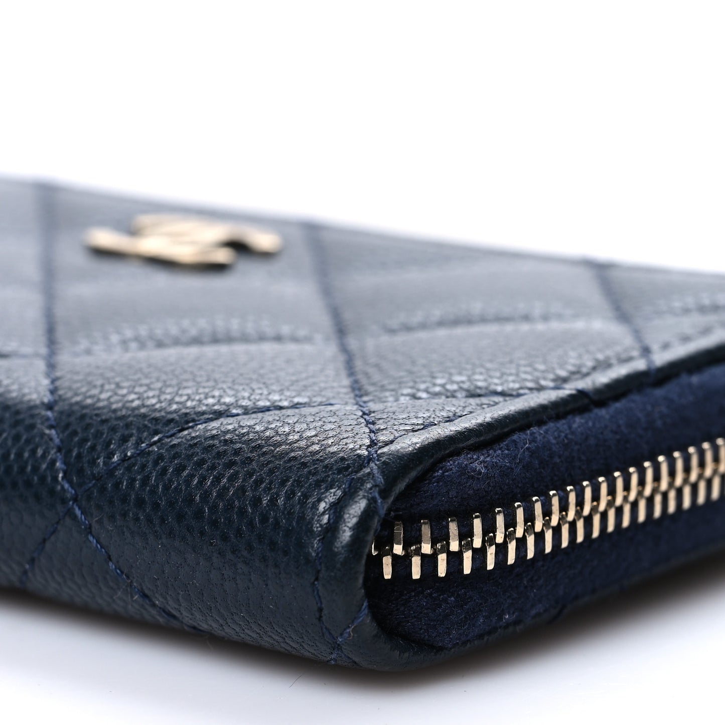 Caviar Quilted Key Holder Case Navy