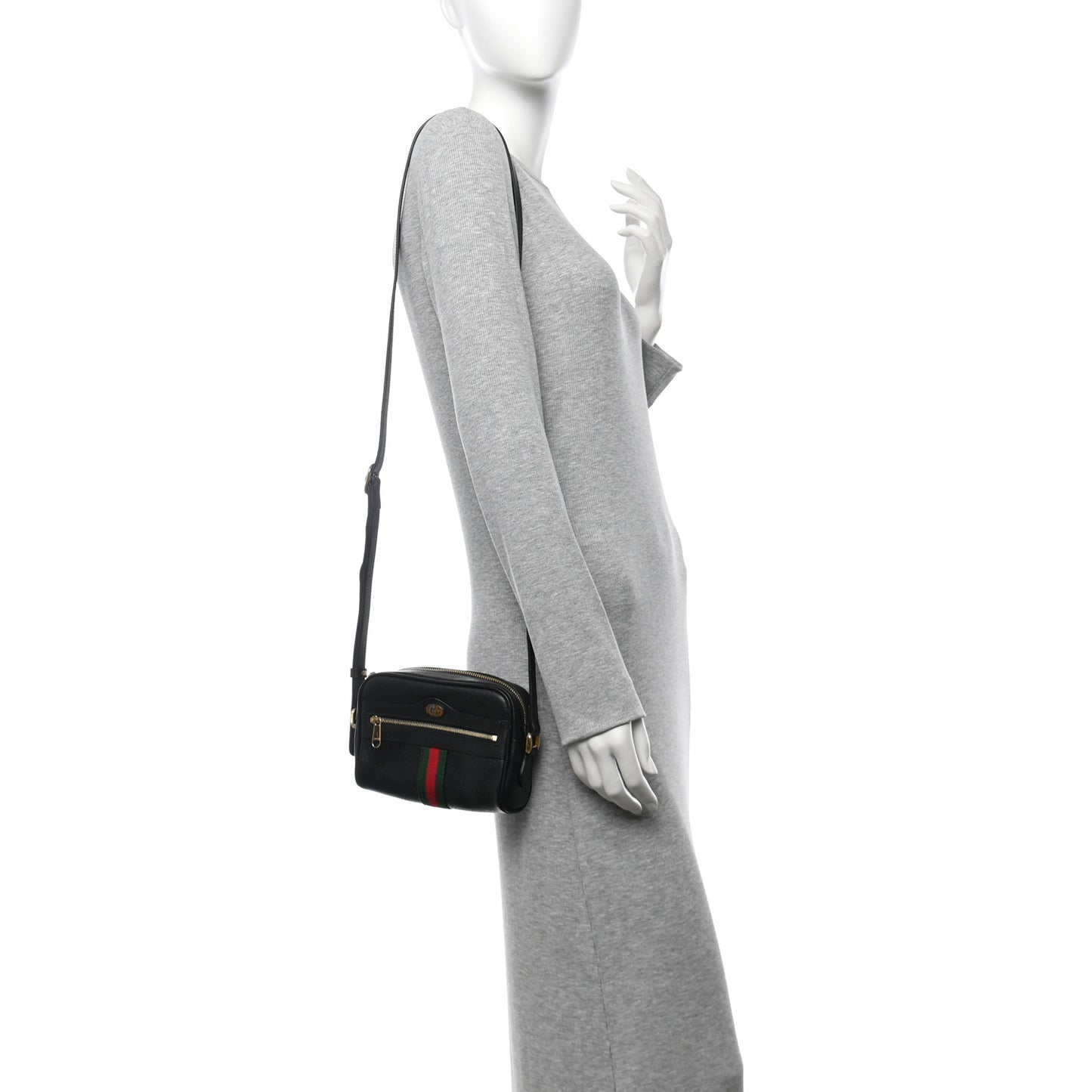 Calfskin Web Mini Ophidia Shoulder Bag Black