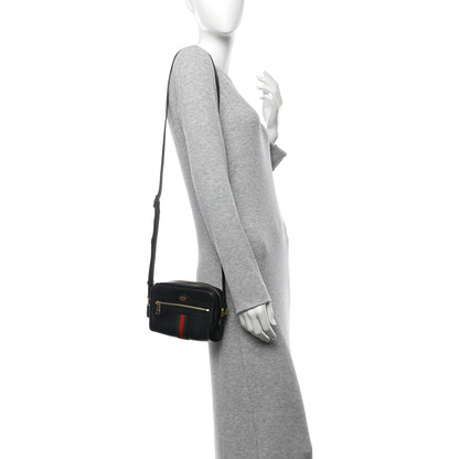 Gucci Calfskin Web Mini Ophidia Shoulder Bag Black 2 of 13