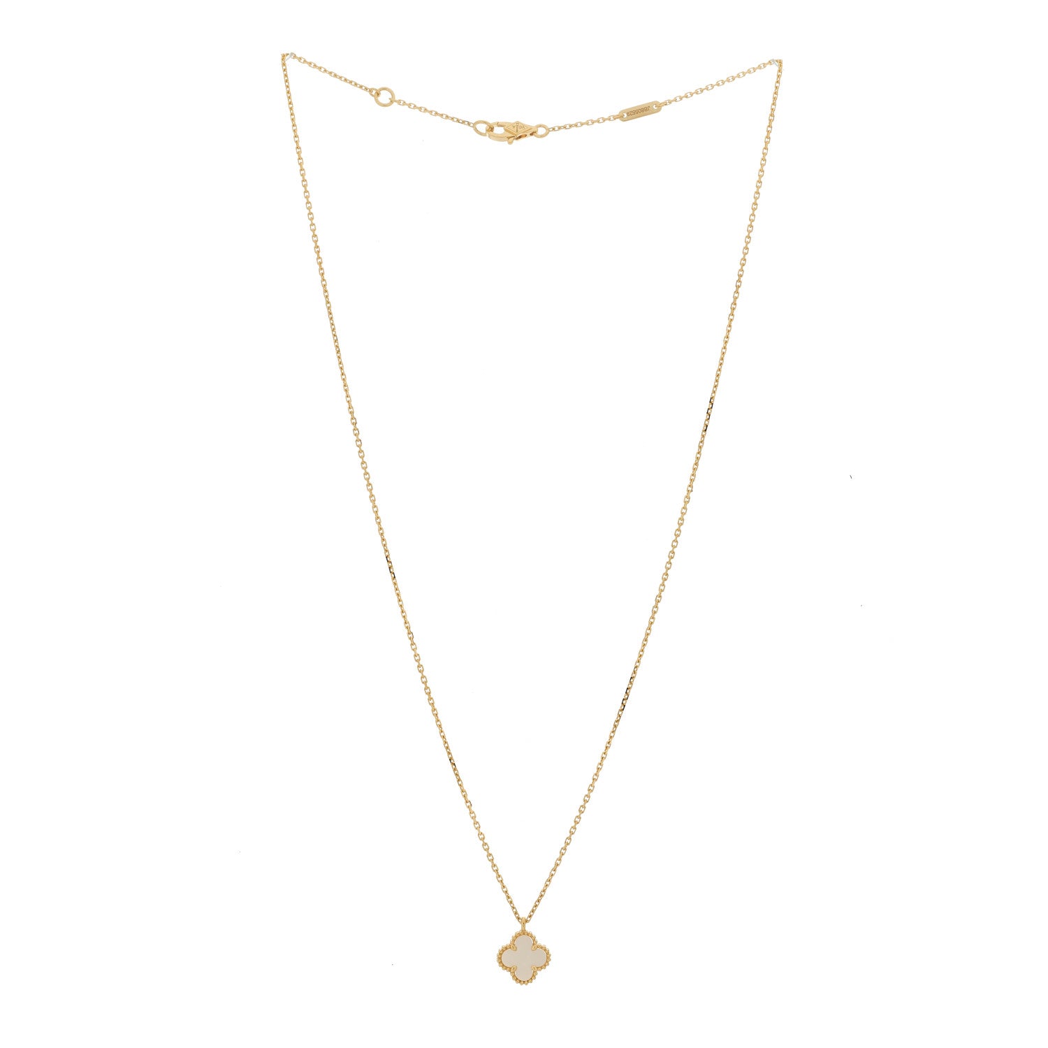 Van Cleef & Arpels 18K Yellow Gold Mother of Pearl Sweet Alhambra Pendant Necklace 3 of 6