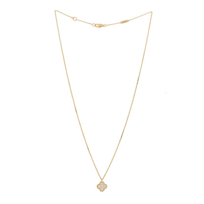 Van Cleef & Arpels 18K Yellow Gold Mother of Pearl Sweet Alhambra Pendant Necklace 3 of 6
