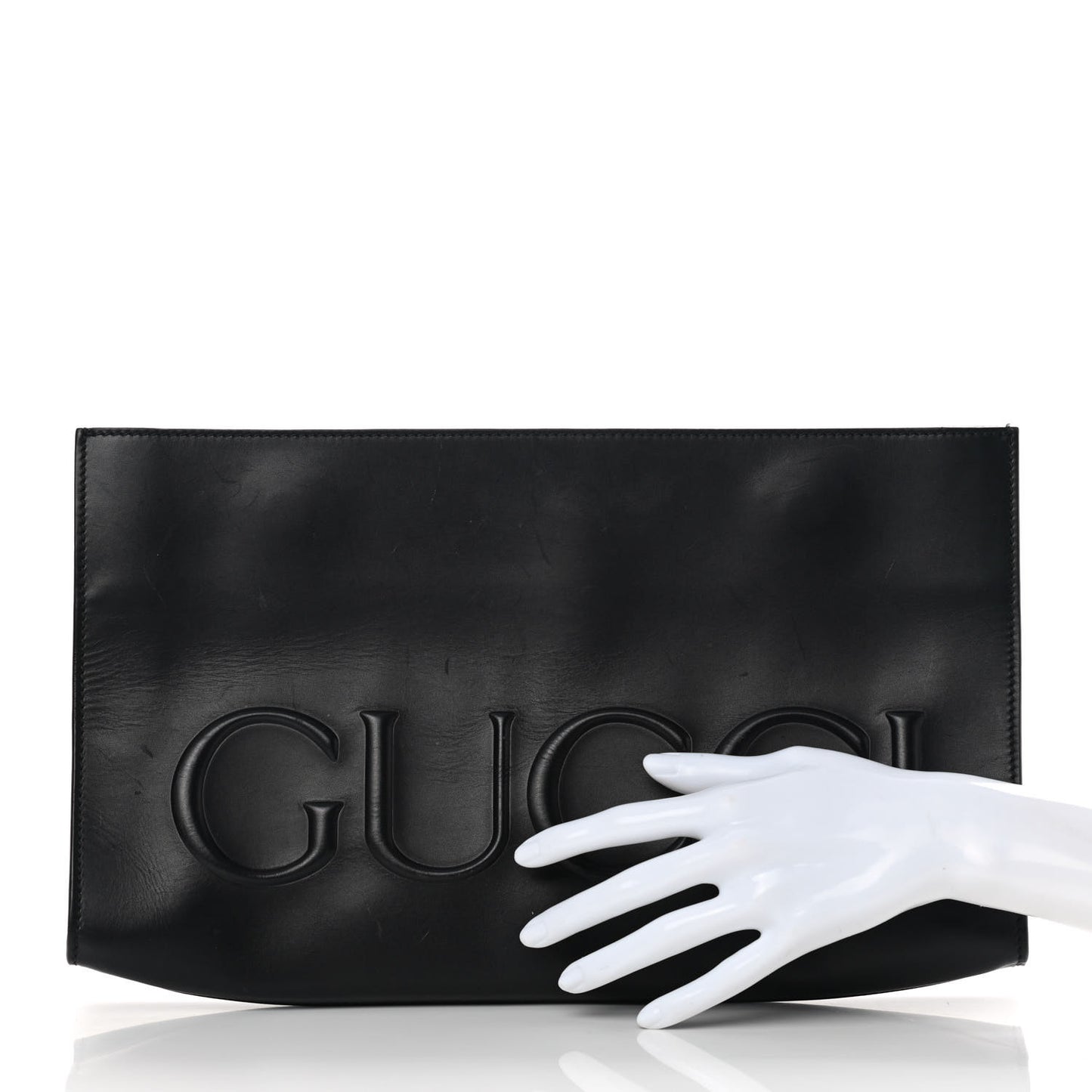 Calfskin Embossed XL Clutch Black