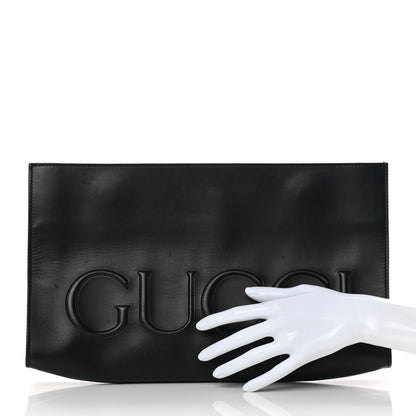 Gucci Calfskin Embossed XL Clutch Black 3 of 18
