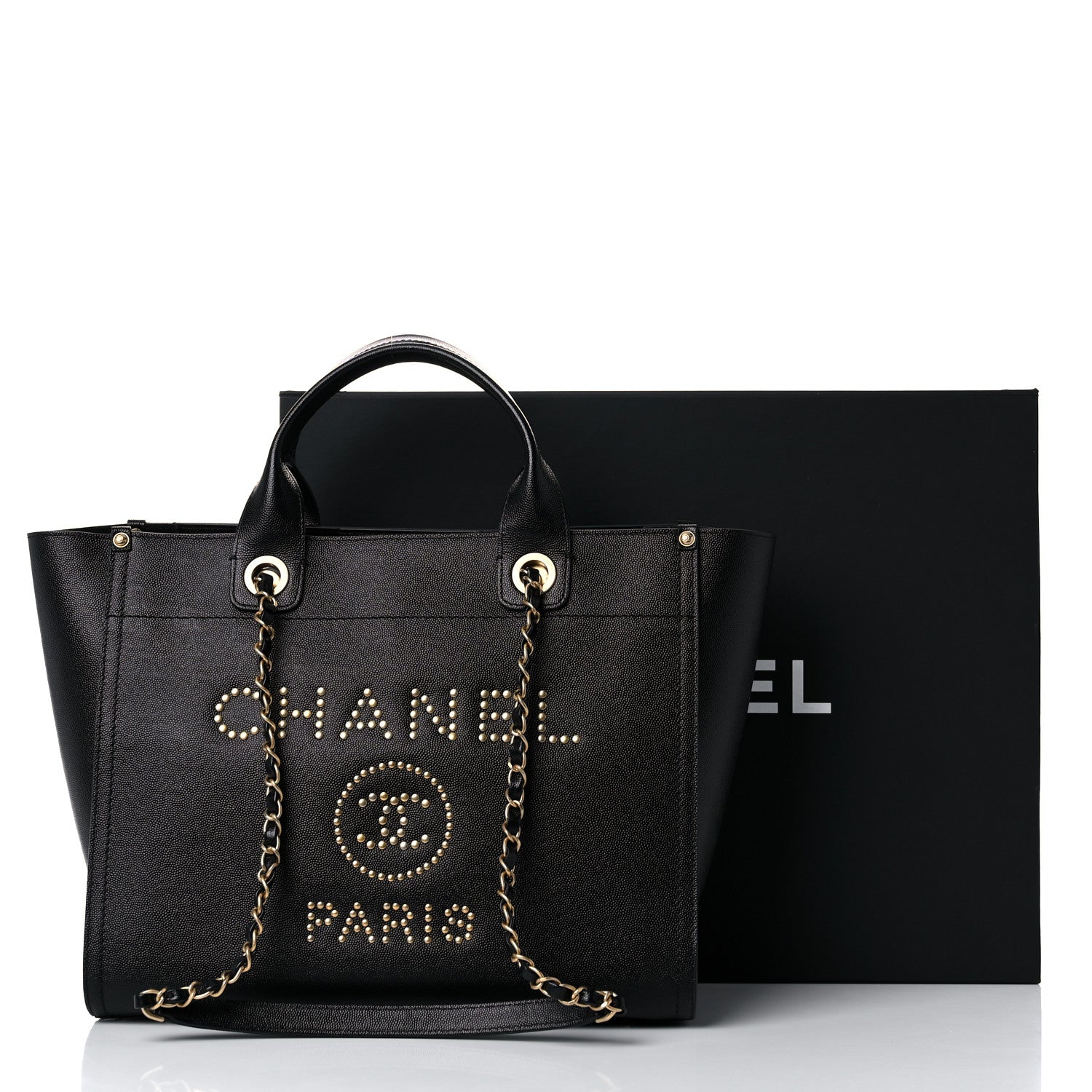 Chanel Caviar Small Studded Deauville Tote Black 10 of 10