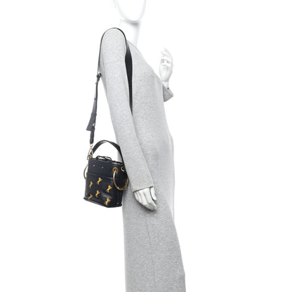 Chloe Smooth Calfskin Little Horses Embroidered Mini Roy Bucket Bag Full Blue 2 of 10