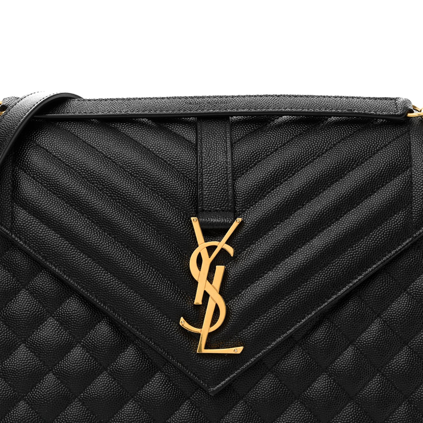 Grain De Poudre Textured Mixed Matelasse Large Triquilt Monogram Satchel Black