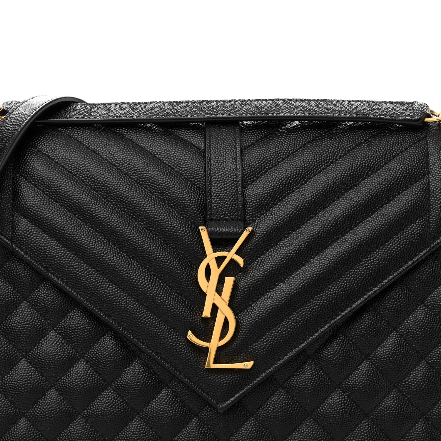 Saint Laurent Grain De Poudre Textured Mixed Matelasse Large Triquilt Monogram Satchel Black 8 of 15