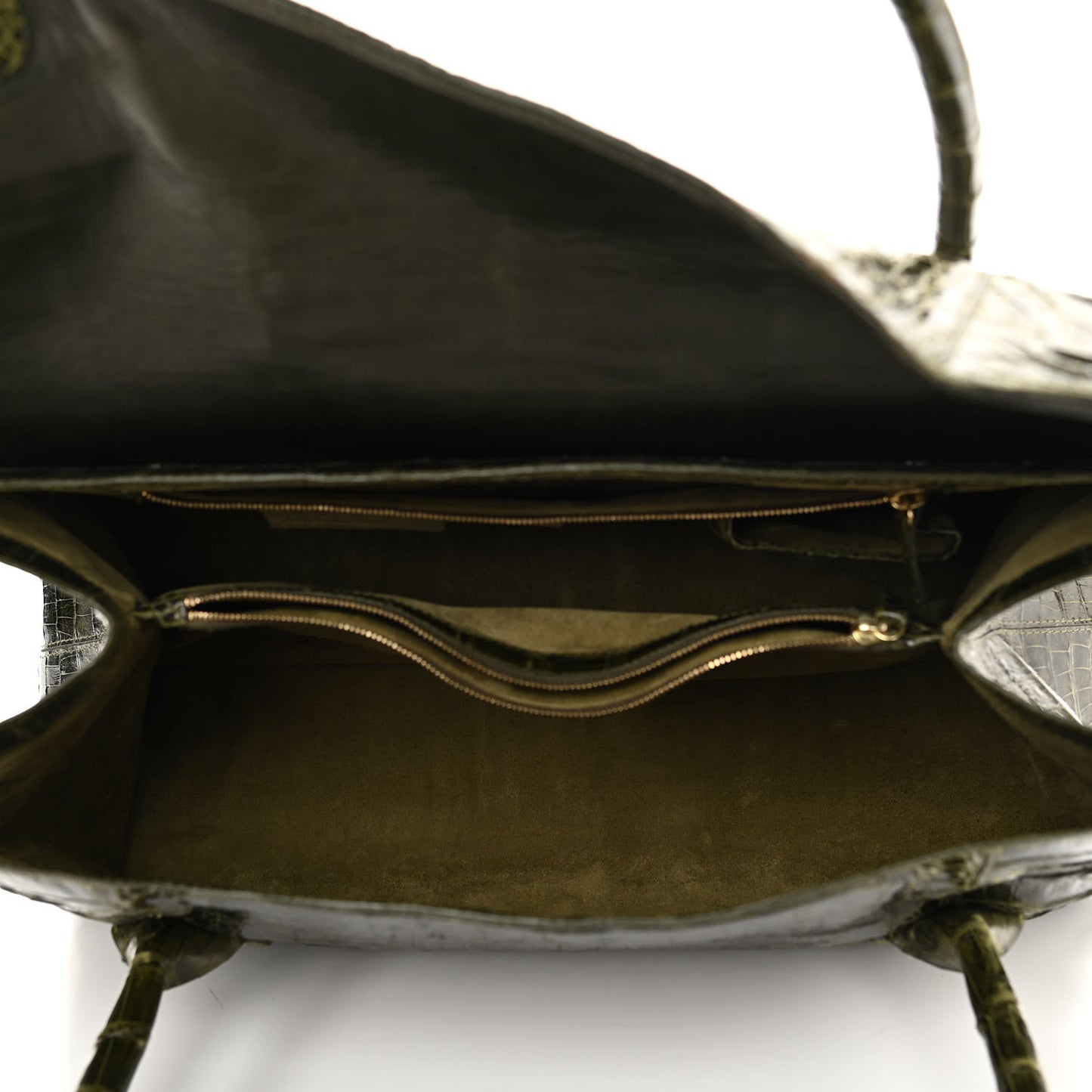 Crocodile Double Handle Satchel Green