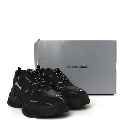 Balenciaga Technical Fabric Allover Logo Mens Triple S Sneakers 44 Black Multicolor 10 of 10