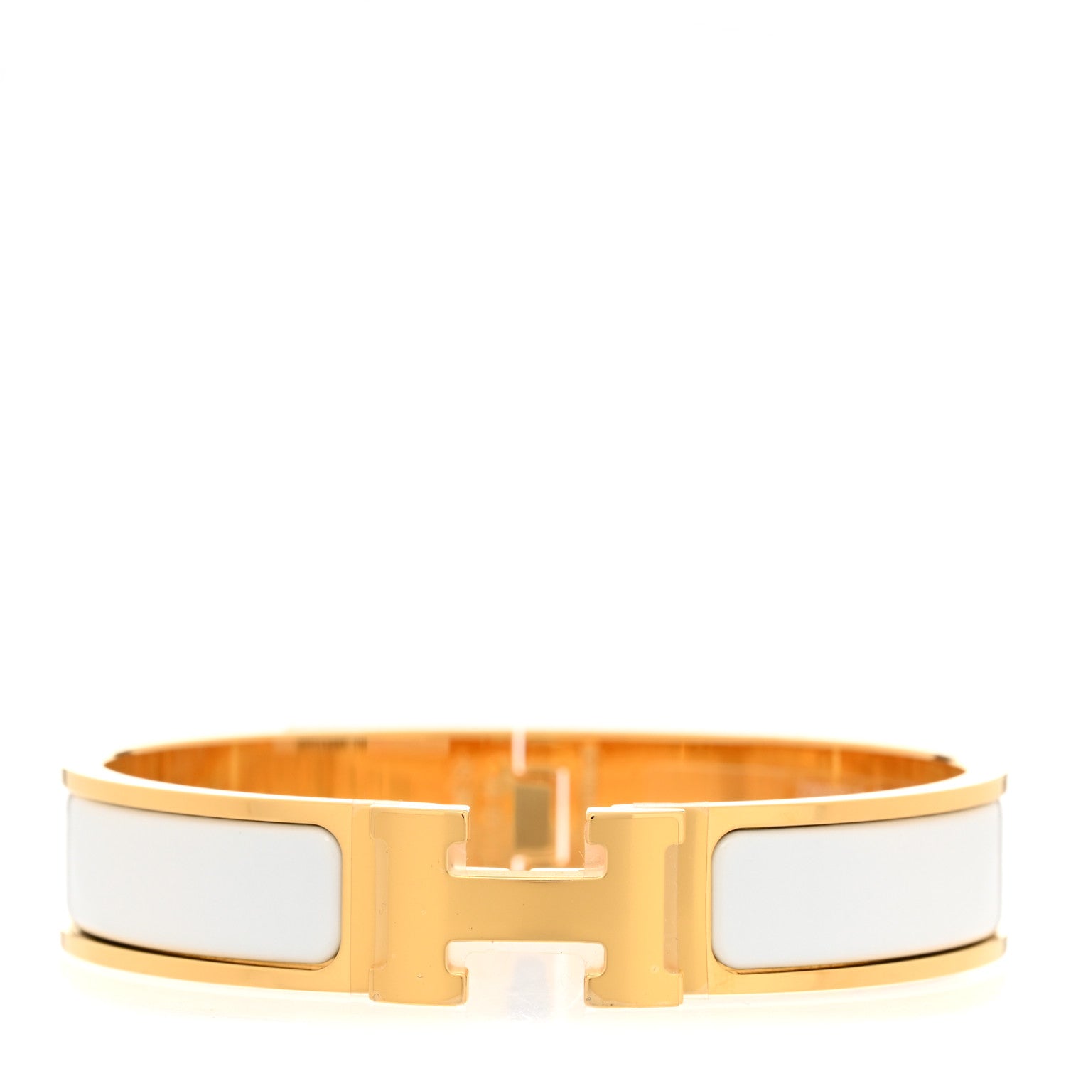 Hermes Enamel Narrow Clic Clac H Bracelet PM White 1 of 5