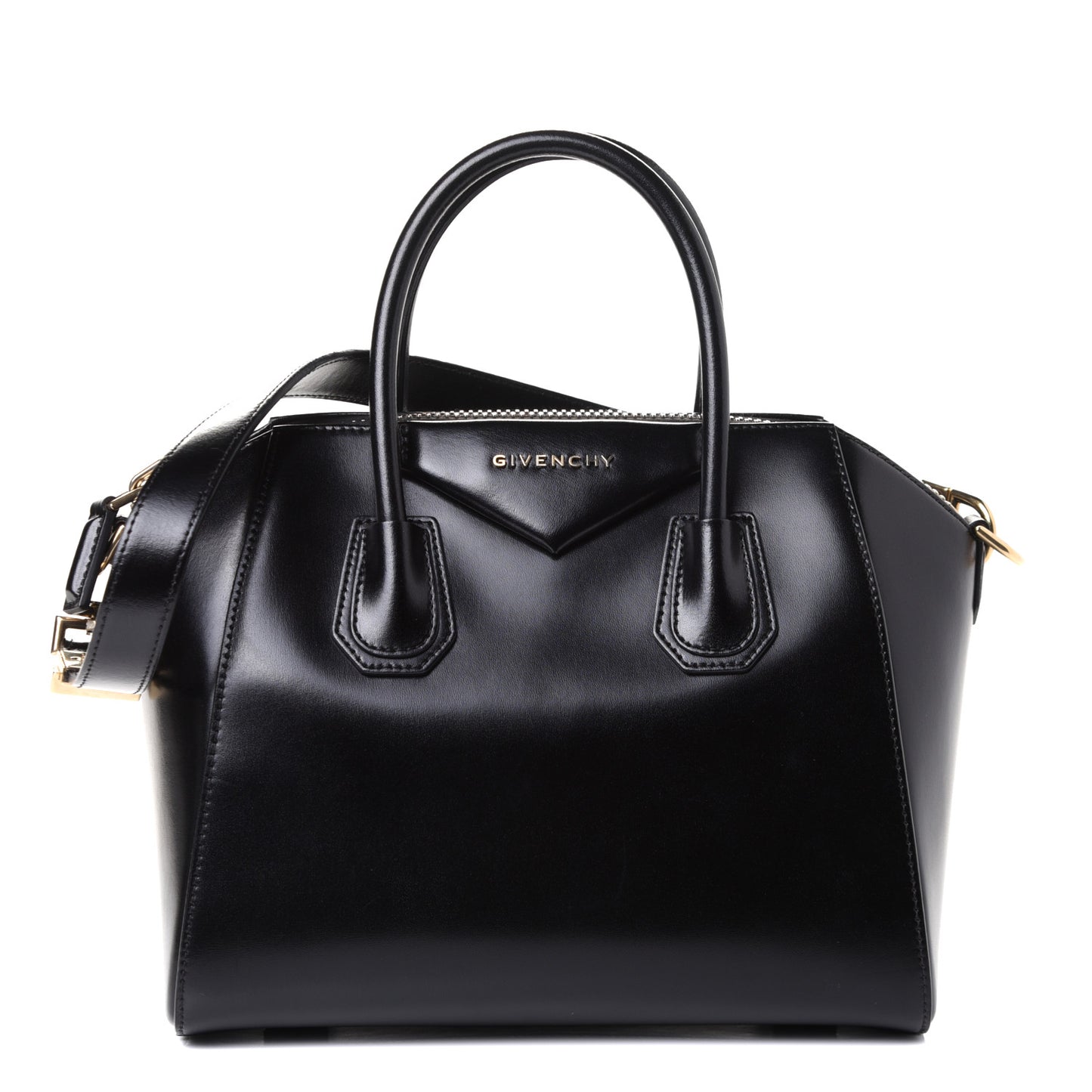 Shiny Lord Calfskin Small Antigona Black