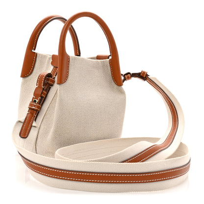 Loro Piana Cotton Linen Calfskin Micro Bale Bag Natural Warm Tan 3 of 9