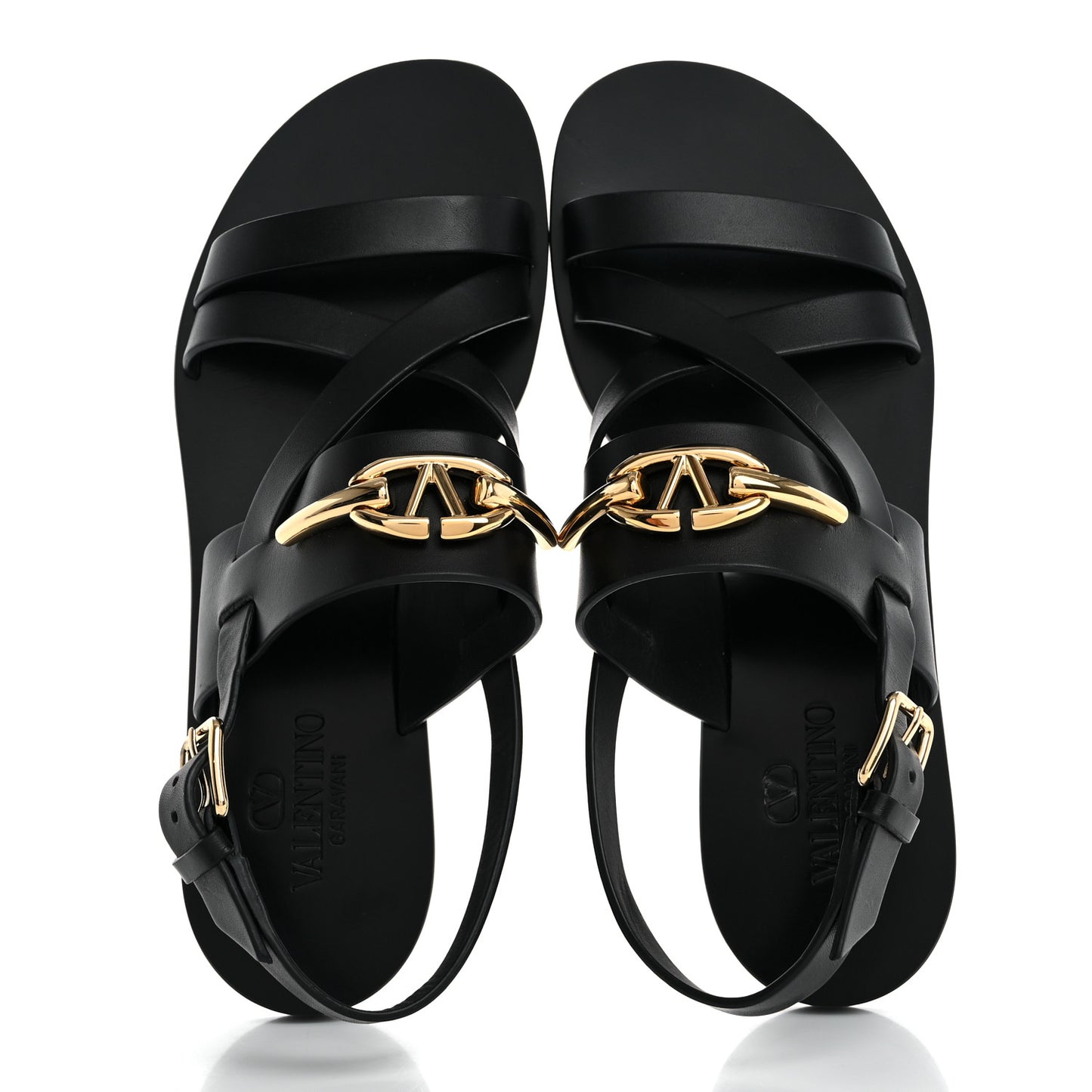 Calfskin VLogo Gate Sandals 37 Black