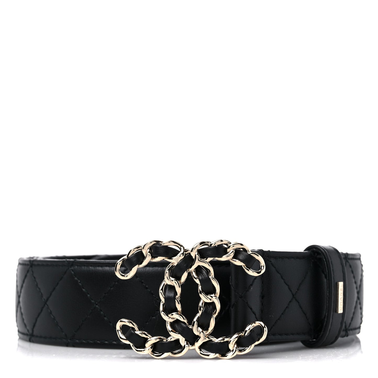 Calfskin Quilted CC Chain Belt 95 38 Black