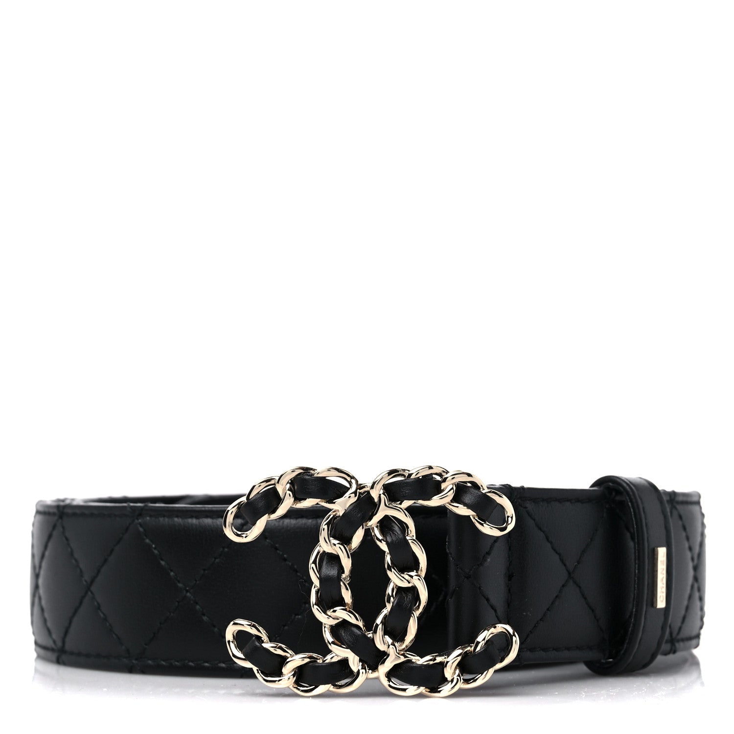 Chanel Calfskin Quilted CC Chain Belt 95 38 Black 1 of 5