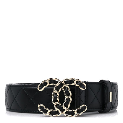 Chanel Calfskin Quilted CC Chain Belt 95 38 Black 1 of 5