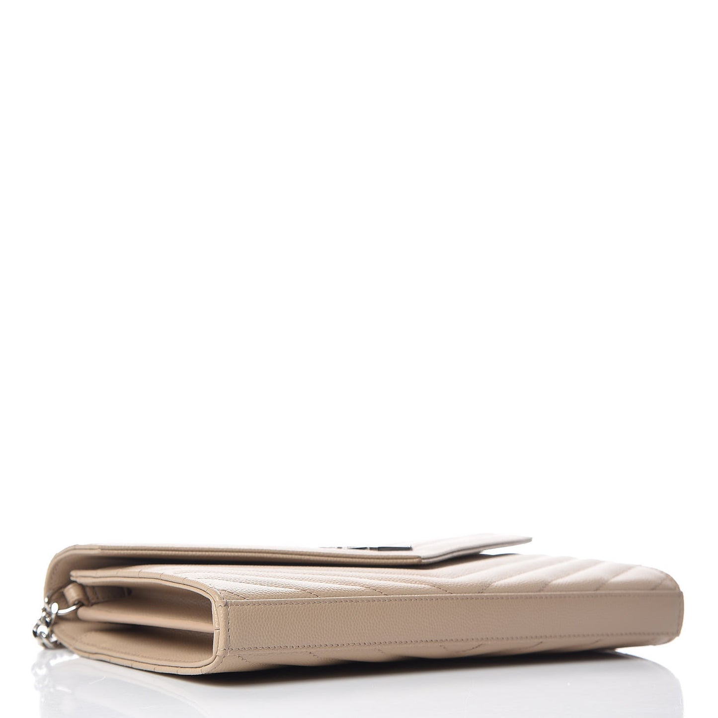 Grain De Poudre Matelasse Chevron Monogram Chain Wallet Nude Powder
