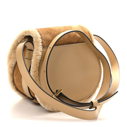 Chloe Suede Calfskin Shearling Small Marcie Saddle Bag Summery Beige 3 of 9