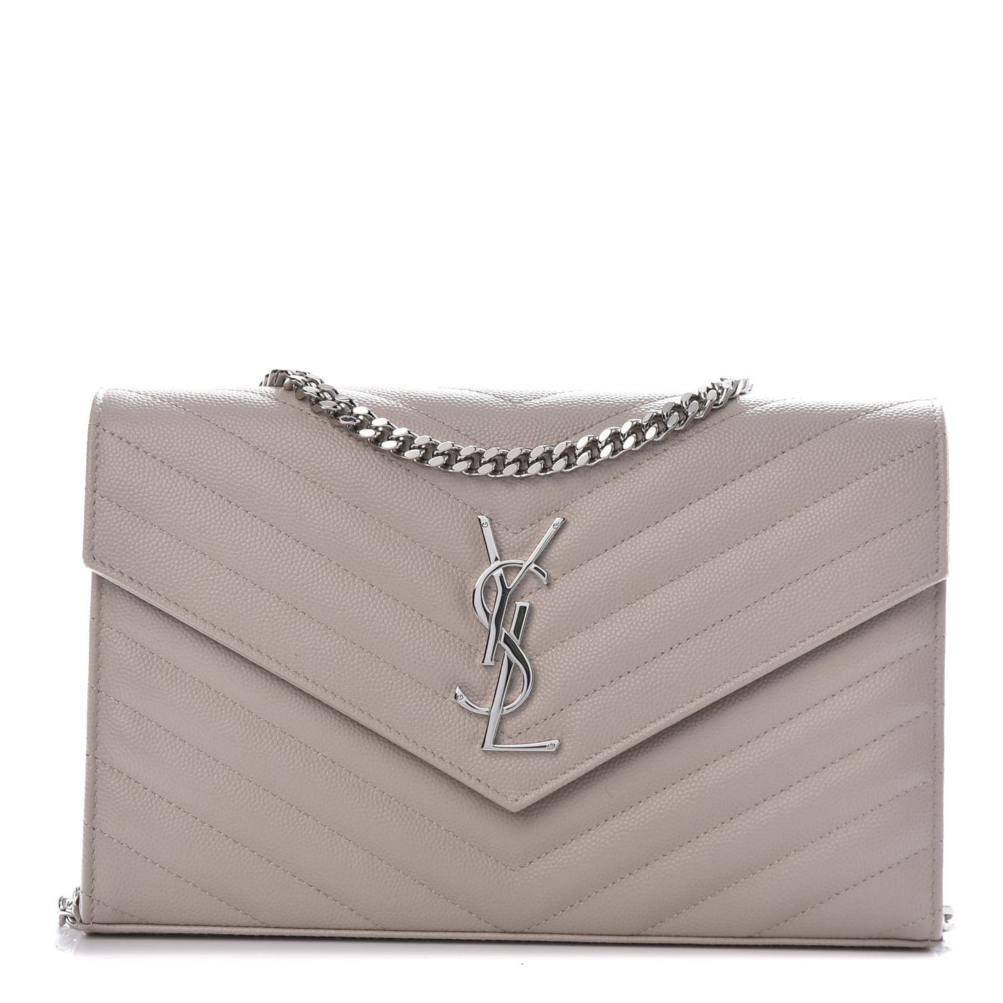 Grain De Poudre Matelasse Chevron Monogram Chain Wallet Rose Poudre