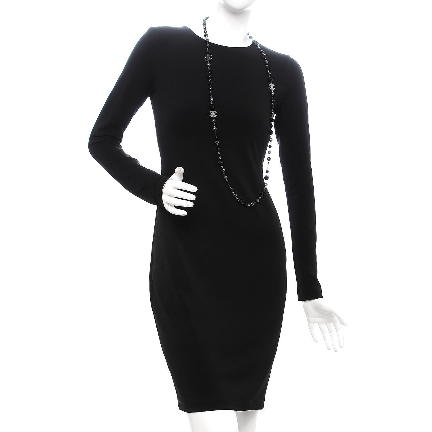 Chanel Ruthenium Beaded CC Long Necklace Black 2 of 5
