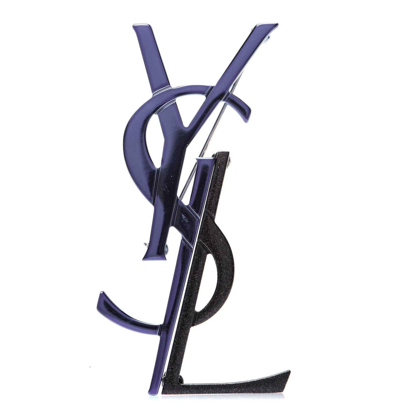 Metal Deconstructed Monogram Brooch Blue Black