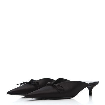 Balenciaga Satin Pointed Toe Knife 40mm Mules 39 Black 3 of 12