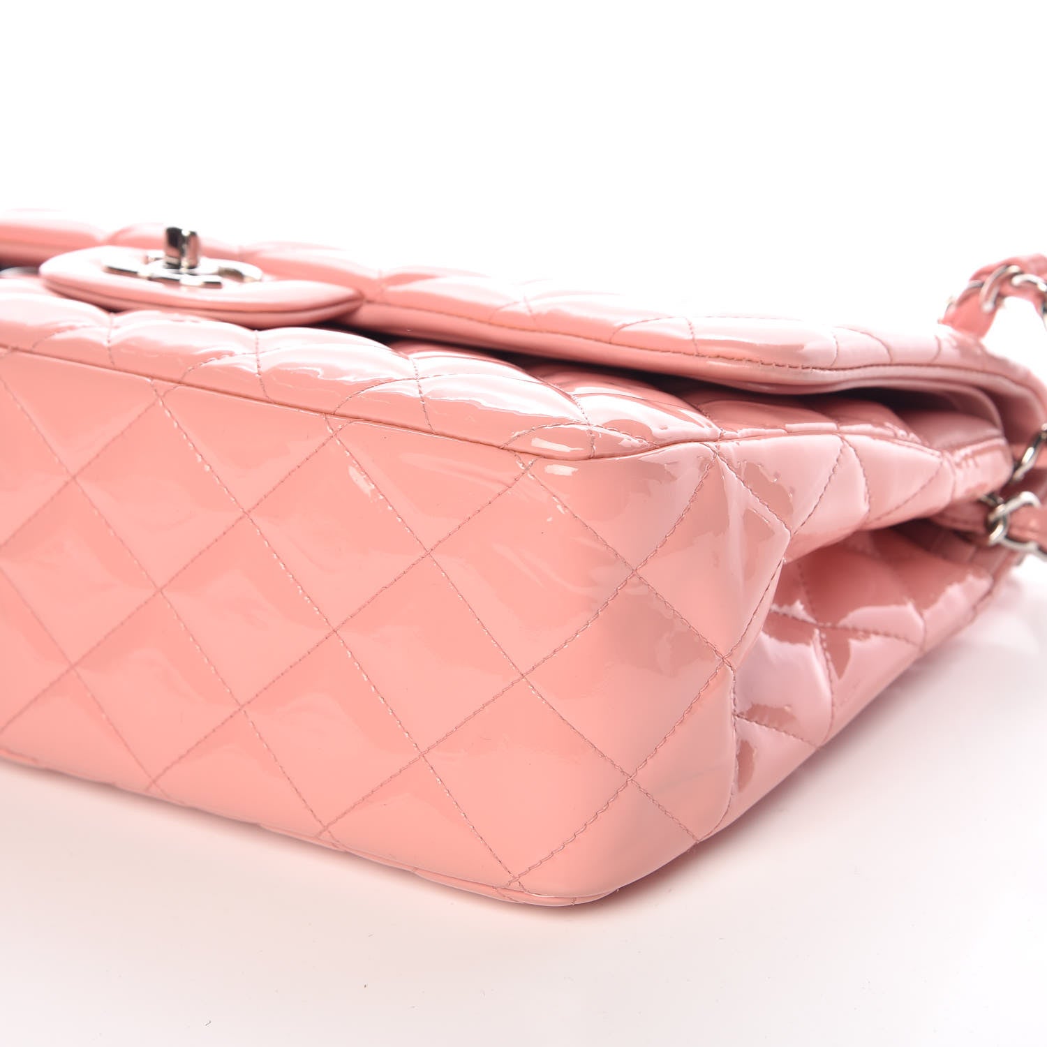 Chanel Patent Quilted Jumbo Double Flap Pink 9 of 23