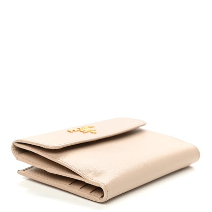 Prada Saffiano Compact Flap Wallet Cammeo 4 of 12