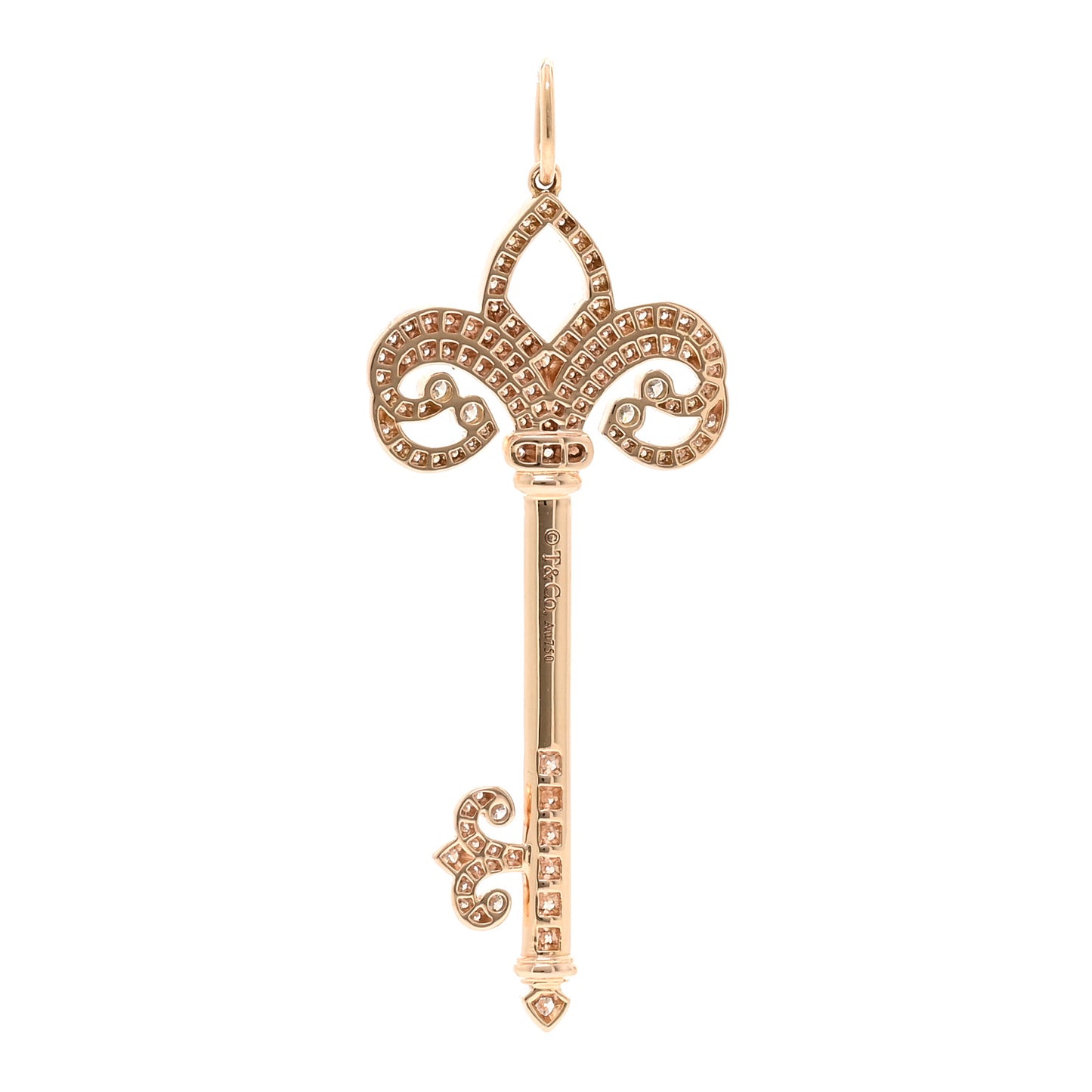 18K Rose Gold Diamond .37ct Fleur De Lis Key Pendant