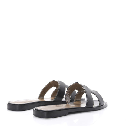 Hermes Box Calfskin Oran Sandals 36 Black 4 of 9