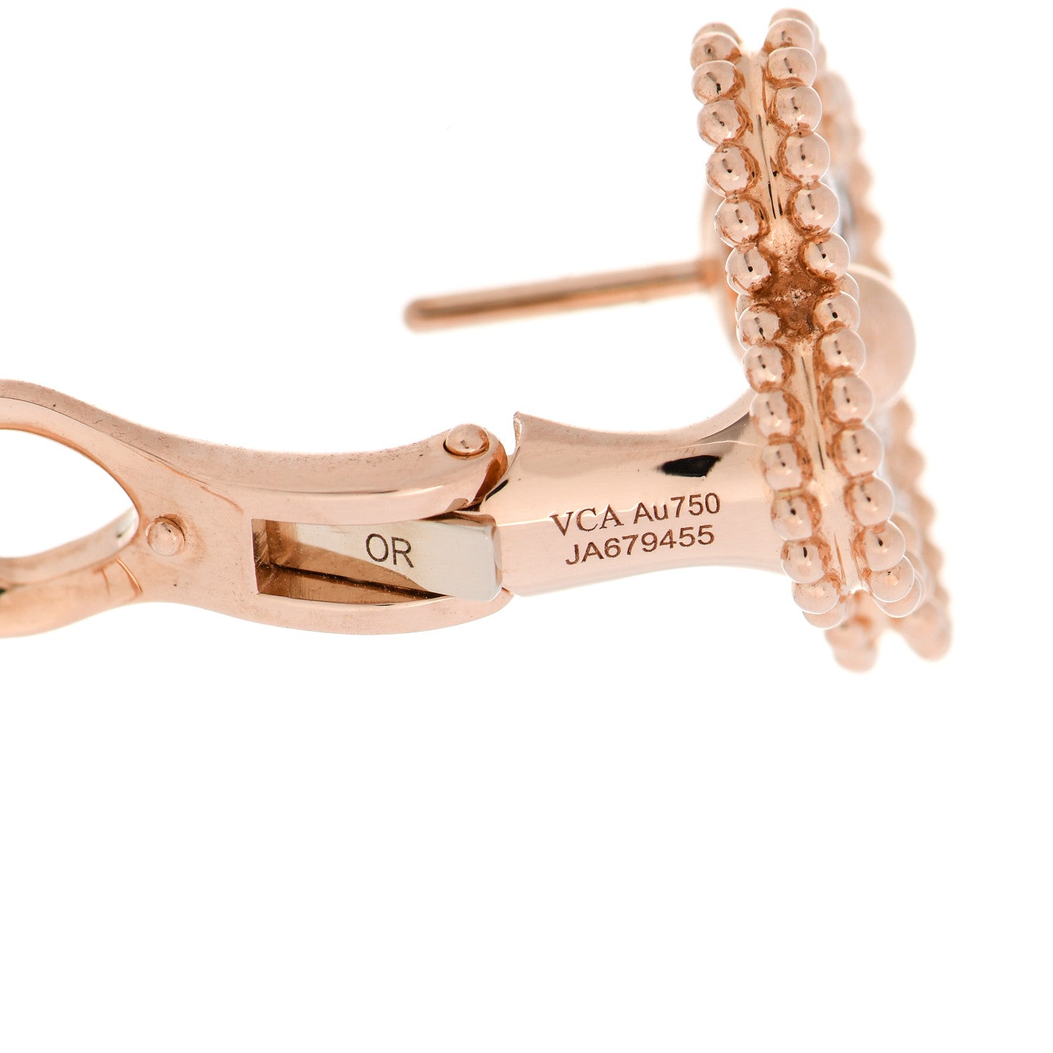 Van Cleef & Arpels 18K Rose Gold Diamond Vintage Alhambra Earrings 4 of 6