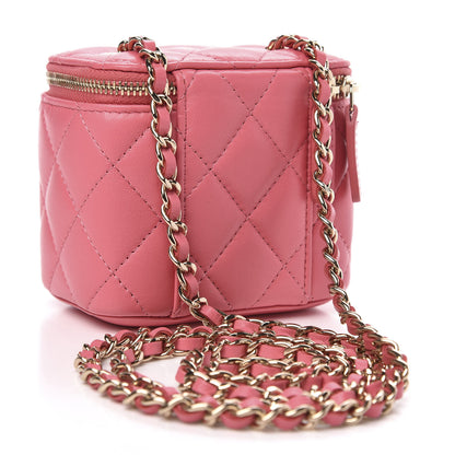 Chanel Lambskin Quilted Mini Vanity Case With Chain Coral 3 of 10