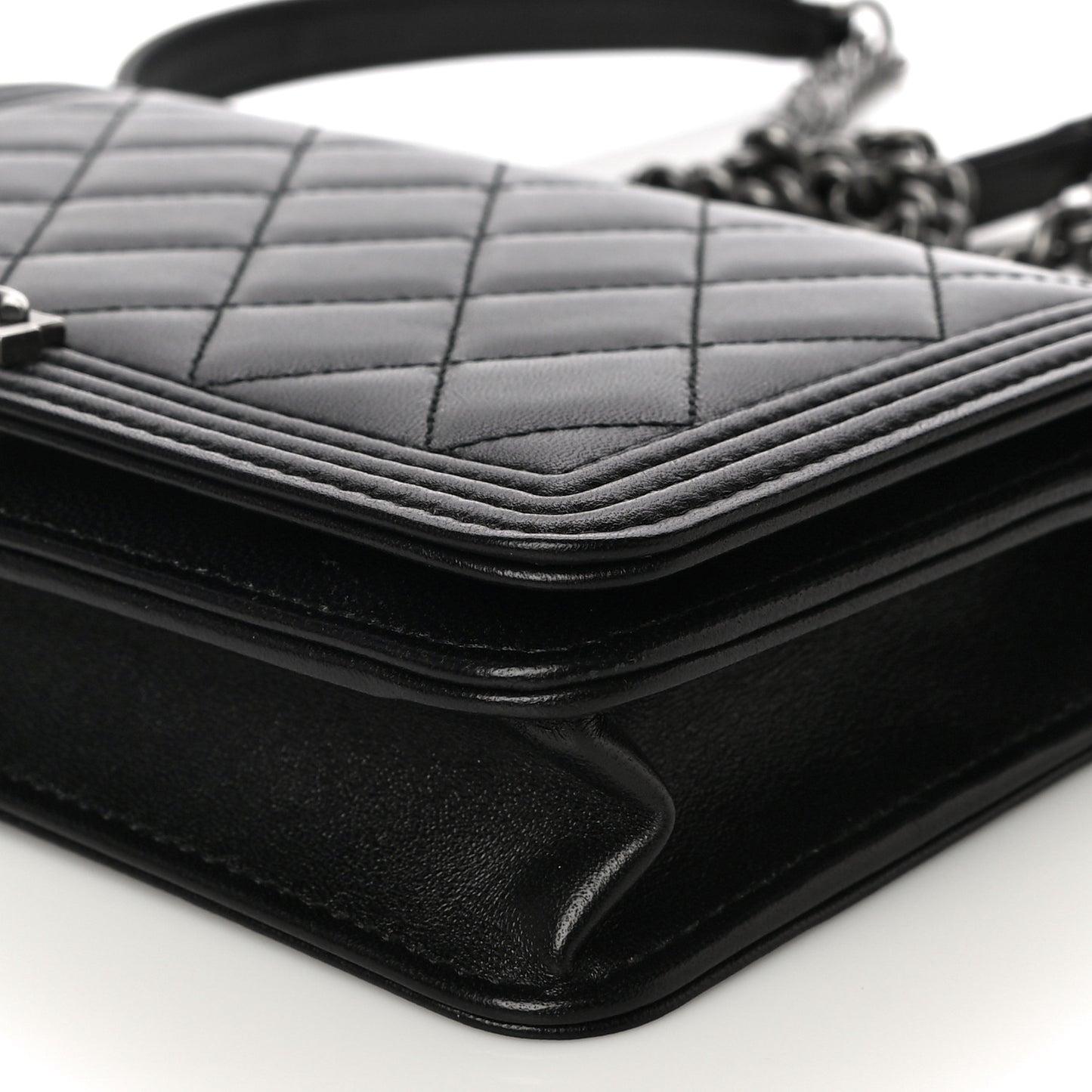 Lambskin Quilted Boy Wallet On Chain WOC Black